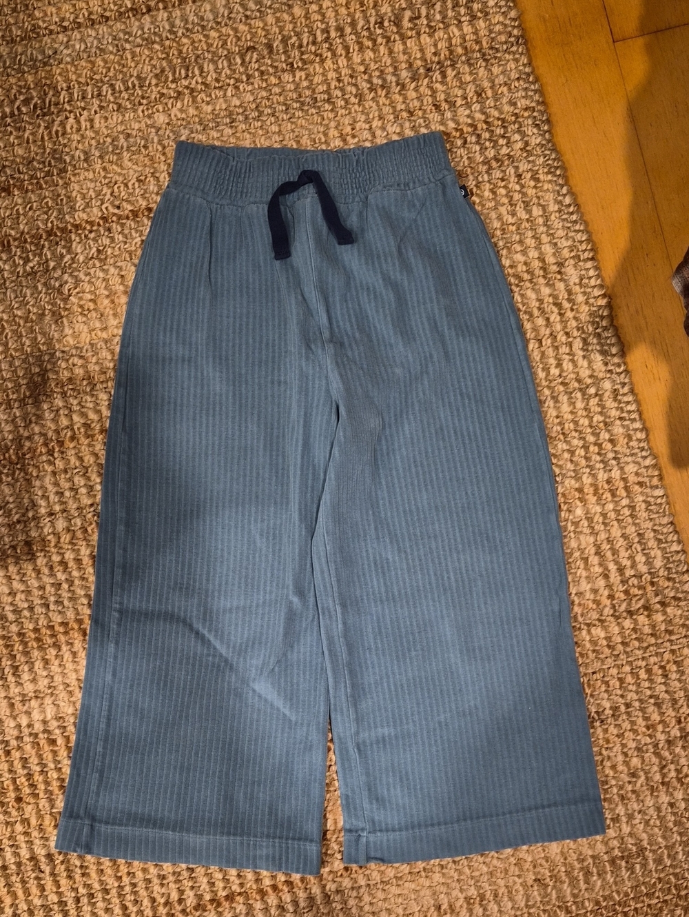 Petit Bateau Ribbed Elastic Waist Pants in Slate Gray